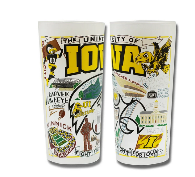 University of Iowa Collegiate Frosted Glass Tumbler