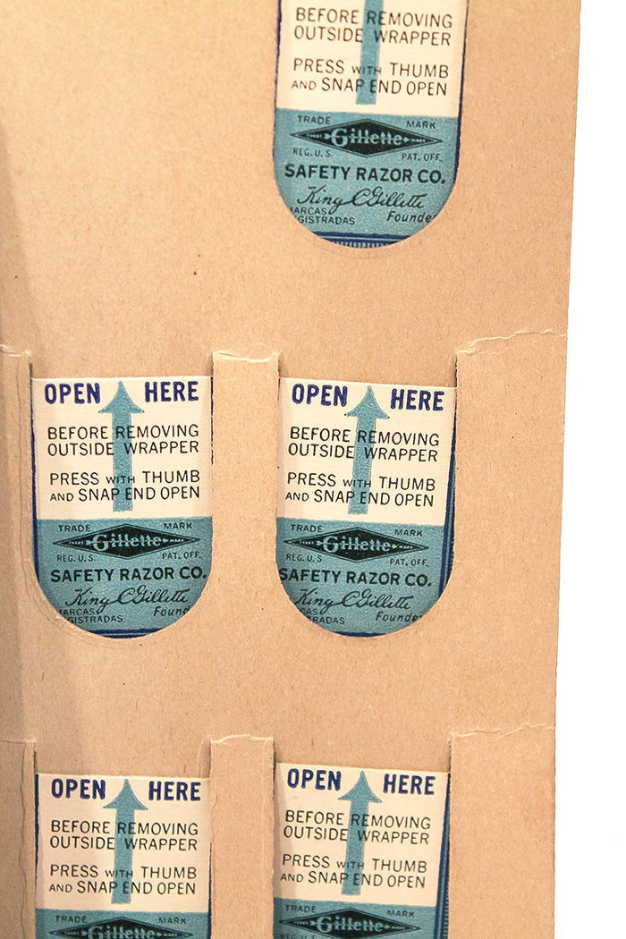 VINTAGE GILLETTE BLUE BLADES STORE DISPLAY UNUSED COMPLETE NEW OLD STOCK OFFERED BY ANTIQUE DIGGER
