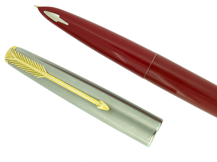 VINTAGE PARKER 61 CLASSIC RED WITH LUSTRALOY CAP RESTORED OFFERED BY ANTIQUE DIGGER