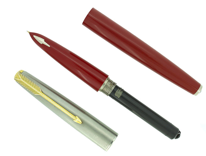 VINTAGE PARKER 61 CLASSIC RED WITH LUSTRALOY CAP RESTORED OFFERED BY ANTIQUE DIGGER