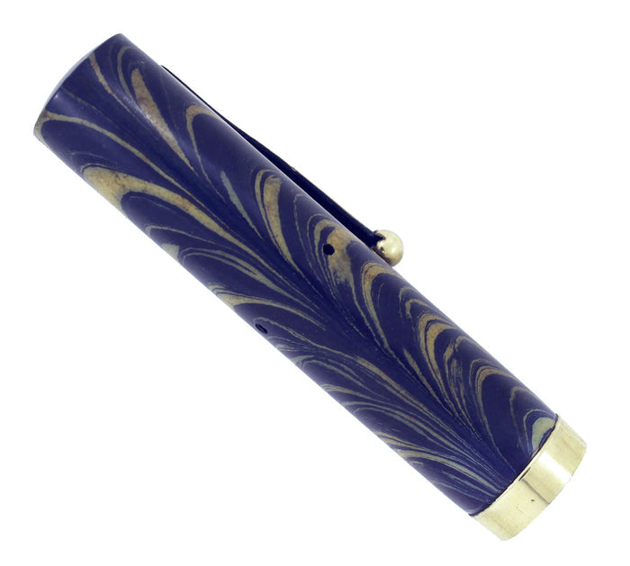 VINTAGE WATERMAN BLUE RIPPLE 94 CAP WITH 18K GOLD FILLED TRIM OFFERED BY ANTIQUE DIGGER