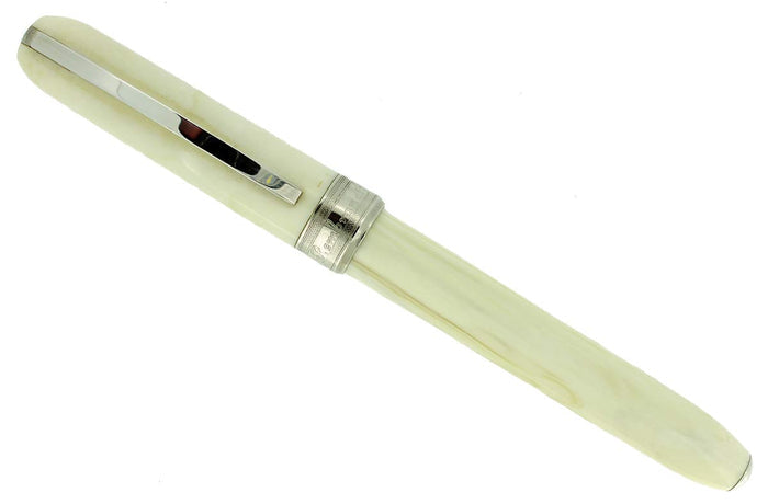 VISCONTI REMBRANDT MARBLED WHITE PALLADIUM TRIM MEDIUM NIB FOUNTAIN PEN OFFERED BY ANTIQUE DIGGER