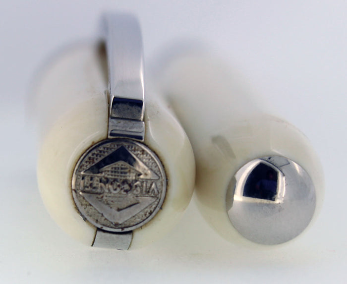 VISCONTI REMBRANDT MARBLED WHITE PALLADIUM TRIM MEDIUM NIB FOUNTAIN PEN OFFERED BY ANTIQUE DIGGER