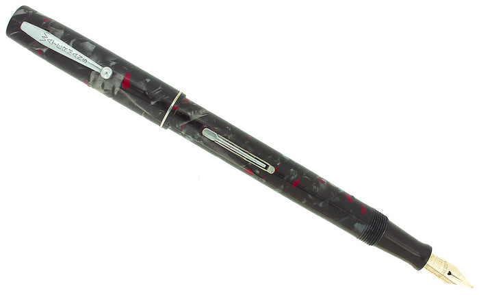 WATERMAN 3 GREY PEARL CELLULOID FOUNTAIN PEN XF-BBB FLEX NIB RESTORED OFFERED BY ANTIQUE DIGGER
