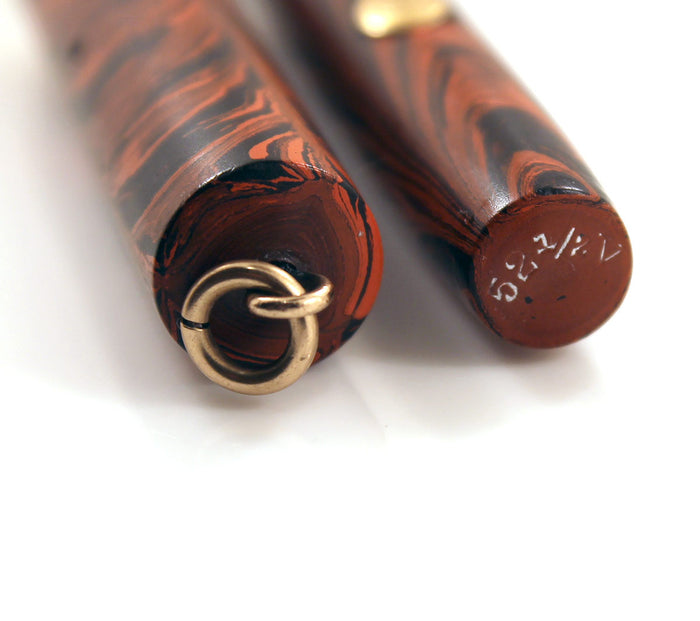 WATERMAN 52 1/2V RED RIPPLE FOUNTAIN PEN & PENCIL F to BBB FLEX NIB RESTORED OFFERED BY ANTIQUE DIGGER