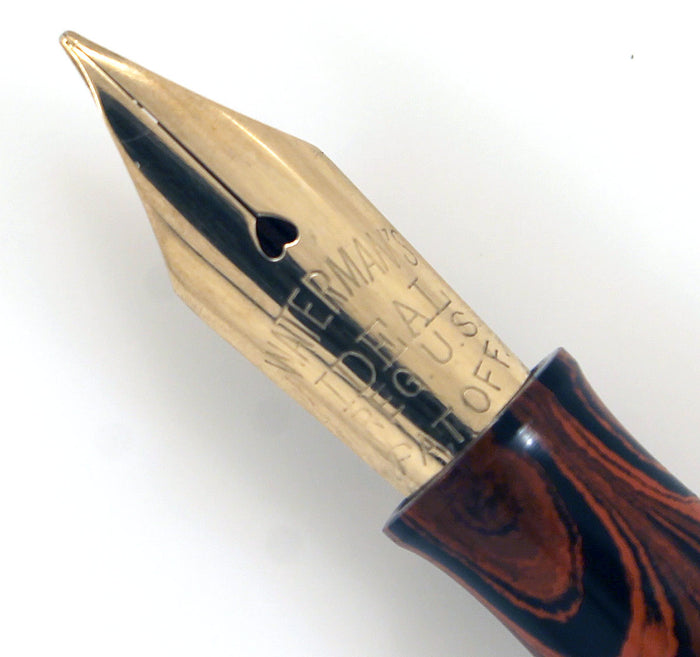 WATERMAN 52 1/2V RED RIPPLE FOUNTAIN PEN & PENCIL F to BBB FLEX NIB RESTORED OFFERED BY ANTIQUE DIGGER