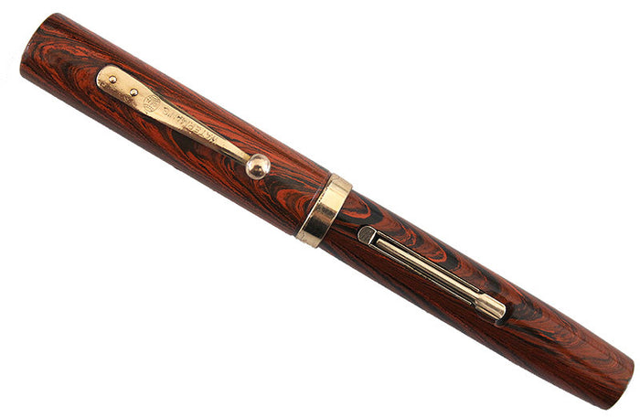 WATERMAN 52V RED RIPPLE FOUNTAIN PEN W/18K GOLD FILLED TRIM M to BB FLEX NIB