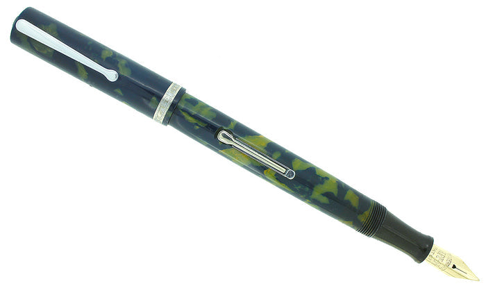 WATERMAN 94 BLUE & CREAM CELLULOID FOUNTAIN PEN F-BB+ FLEX #4 NIB RESTORED OFFERED BY ANTIQUE DIGGER