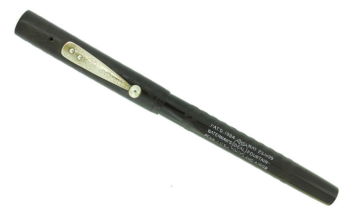 WATERMAN LACK CHASED HARD RUBBER FOUNTAIN PEN F TO BBB FLEX NIB RESTORED OFFERED BY ANTIQUE DIGGER