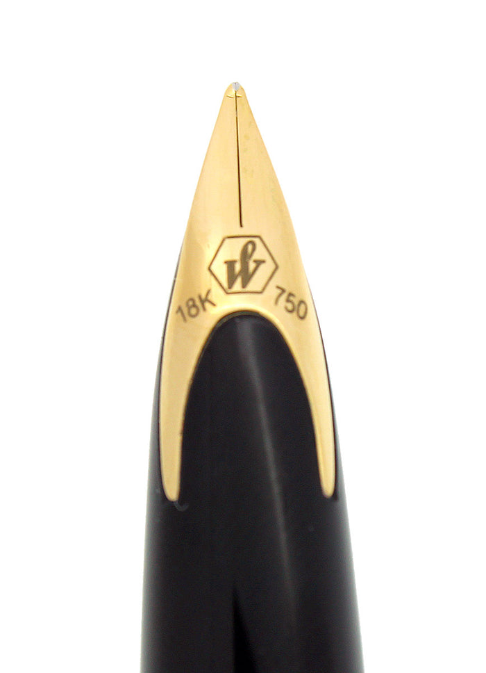 WATERMAN CARENE ABYSS BLUE FOUNTAIN PEN WITH GOLD PLATED TRIM 18K MEDIUM NIB MINT IN BOX OFFERED BY ANTIQUE DIGGER