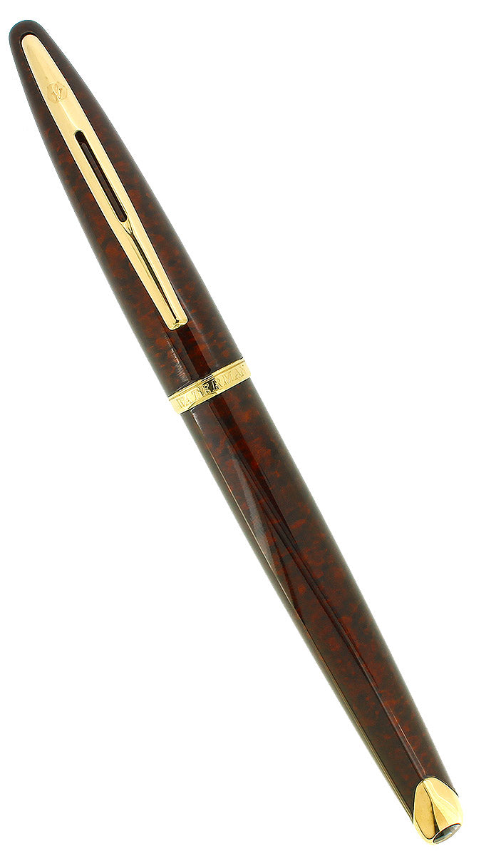 WATERMAN CARENE AMBER SHIMMER 18K FINE NIB FOUNTAIN PEN MINT IN BOX OFFERED BY ANTIQUE DIGGER