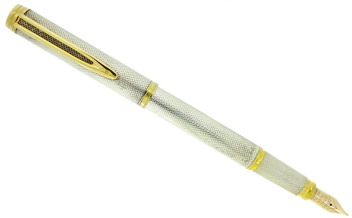 WATERMAN GENTLEMAN STERLING SILVER BARLEYCORN FOUNTAIN PEN 18K M NIB RESTORED OFFERED BY ANTIQUE DIGGER