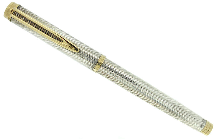WATERMAN GENTLEMAN STERLING SILVER BARLEYCORN FOUNTAIN PEN 18K M NIB RESTORED OFFERED BY ANTIQUE DIGGER