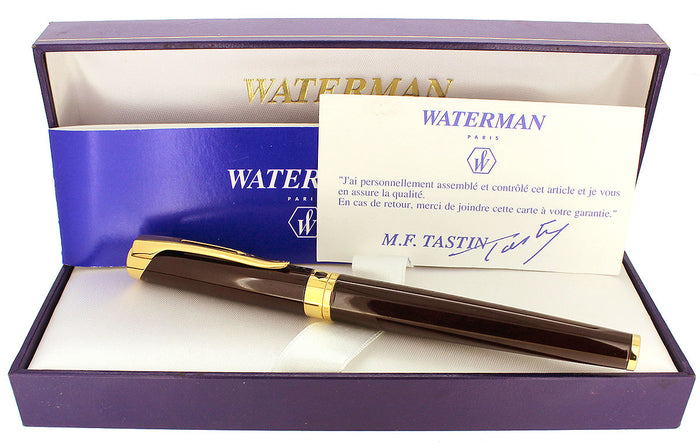 WATERMAN L'ETALON BURGUNDY FOUNTAIN PEN MEDIUM NIB MINT IN BOX OFFERED BY ANTIQUE DIGGER