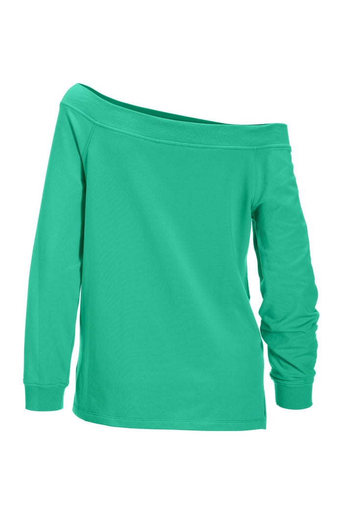 Wide Neck Pullover Sweatshirt Pool Blue