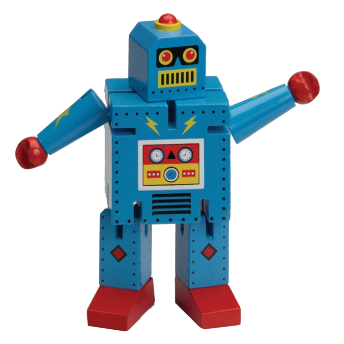 Wooden Robot - Blue